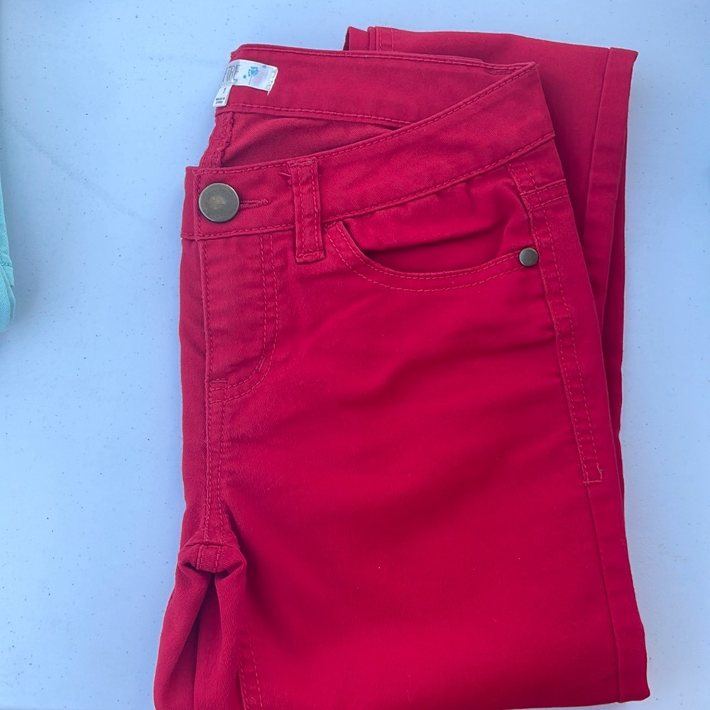 Red skinny jeans size 1